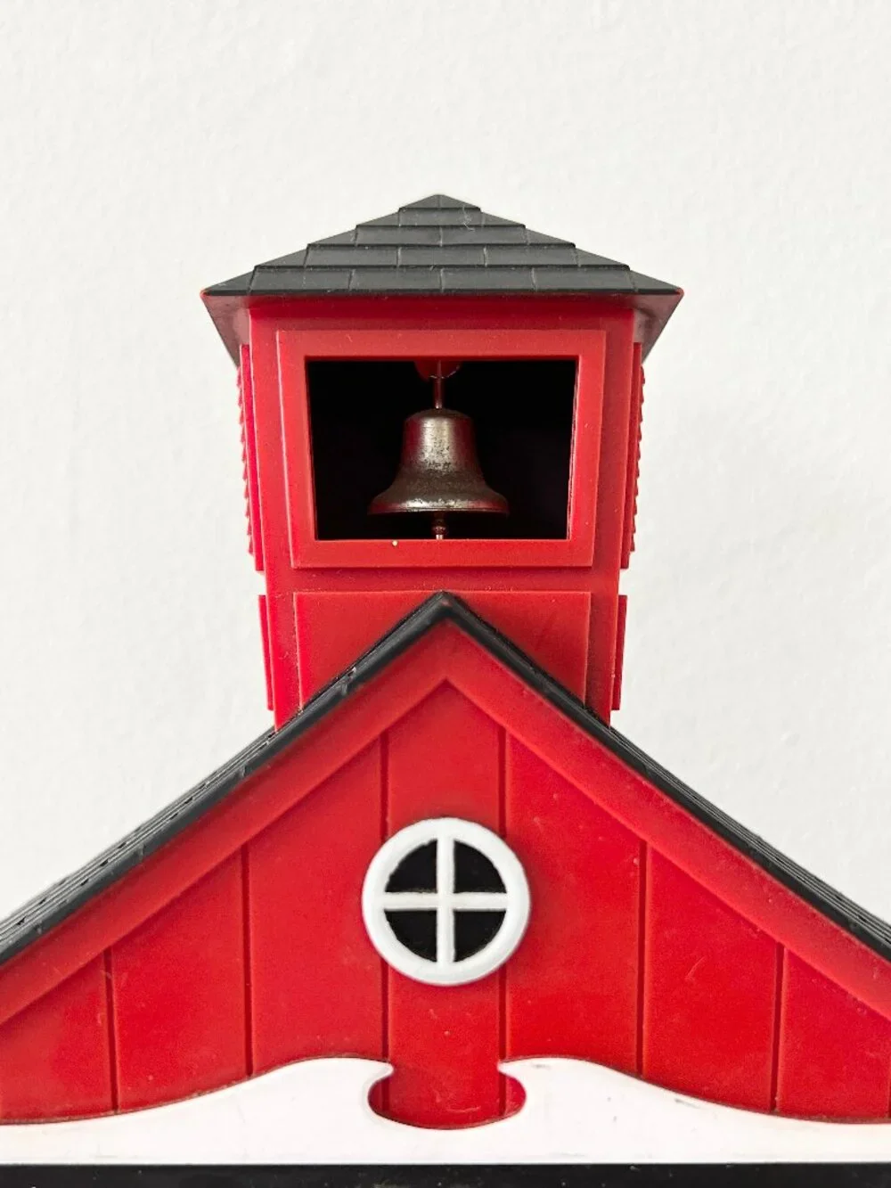Vintage Spartus Red Schoolhouse Wall Clock Quartz Electric USA For PARTS REPAIR